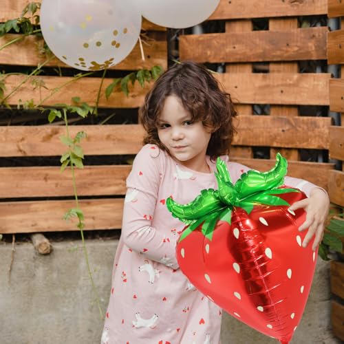 Image of 6 Pack 4D Lovely Pink Red Strawberry Foil Balloon Cute Fruit Balloons For Birthday Baby Shower Wedding Party Decoration Supplies