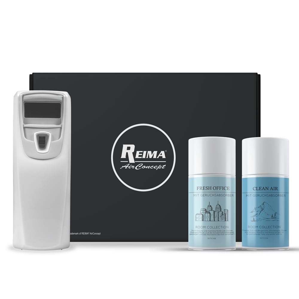 Duftspender Starter Set "Anti-Smoke" | incl. Raumsprays "Fresh Office" und "Clean Air" | Raumdüfte von REIMA | mit Geruchsabsorber | Farbe: Business