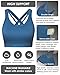 Sports Bras for Women HIigh Support, Criss-Cross Back Padded Strappy High Impact Sports Bras for Women Large Bust(0001_Black+White+Blue_M)