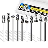 for Aluminum Solid Tungsten Carbide Burrs Set 1/8’’ Shank Diameter Single Cut Rotary File for Carving