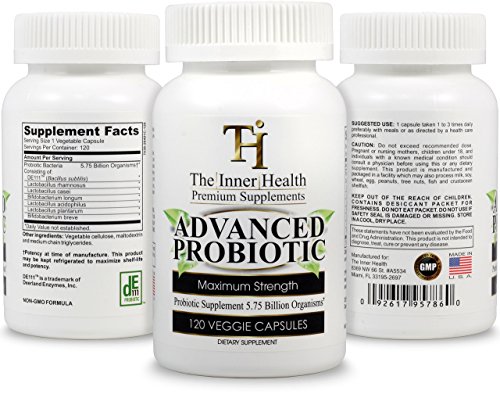 THE INNER HEALTH PROBIOTIC Supplement for Healthy Gut and Digestive & Immune Support 5.75 Billion Organisms-Bacillus Subtilis Bifidobacterium Longum L.Acidophilus L.Rhamnosus L.Plantarum-120 Capsules