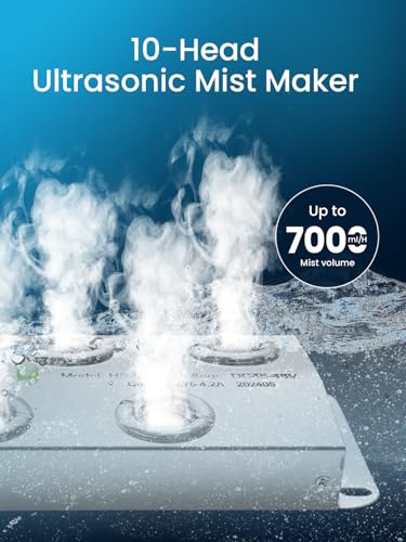 Ceed4U CD003-10H Ultrasonic Fogger, 10 Head Ultrasonic Mist Maker, 7000Ml/H 350W Mist Maker Fogger With Buoy Ip67 Waterproof Power Supply For Pond Garden Lawn Rockery Greenhouse Halloween Decoration thumb #1