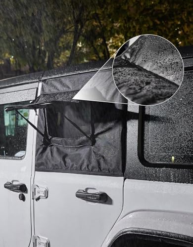 image for JOYTUTUS Rear Wrangler Side Window Sun Shade Rain Cover Camping Window