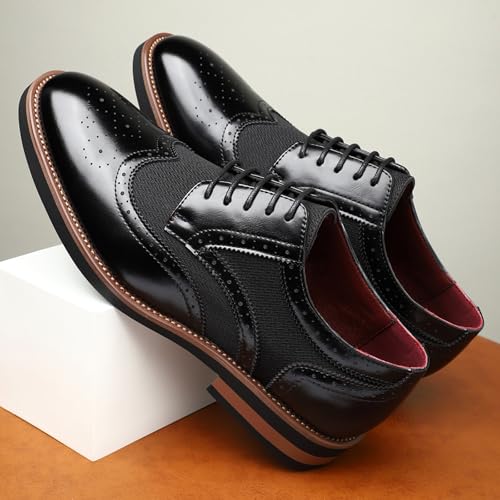 Men's Wingtip Oxford Dress Shoes Color Matching Punched Brogues Tuxedo Oxfords Comfortable Business Leather Shoes2