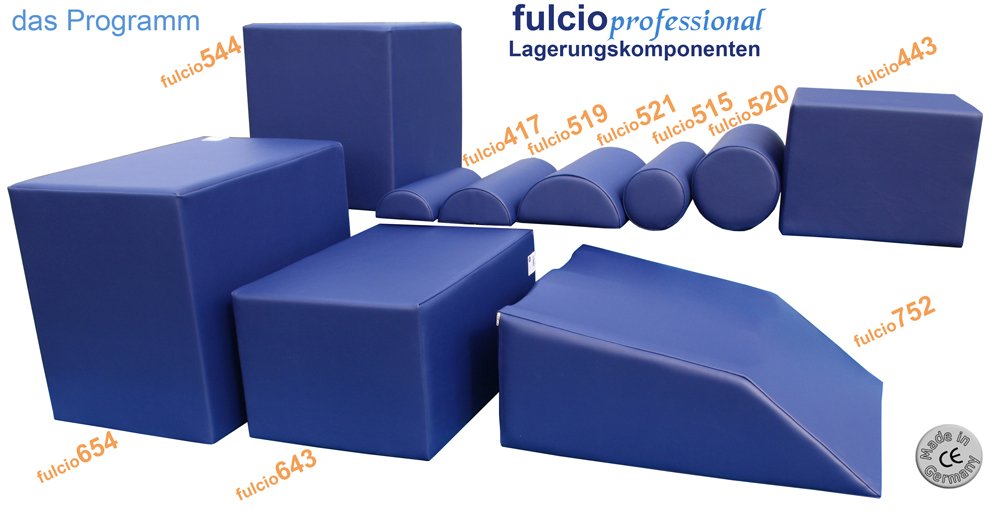 Medio rollo acolchado de apoyo Fulcio621 (60 x 20 x 10 cm), original en Skai azul zafiro