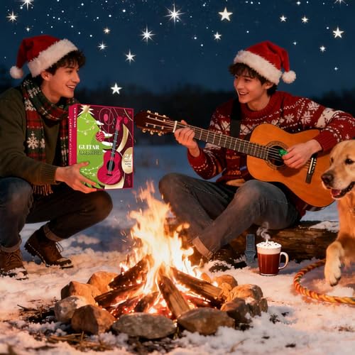 Calendrier de compte à rebours de guitariste, boîte de cadeaux musicaux pour Noël