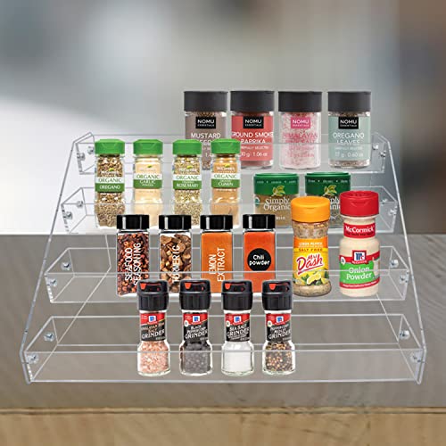 Pmmasto Tiered Spice Rack, Seasoning Organizer, Clear Acrylic Vertical Shelves Can Organizer For Countertop, Cabinet, Pantry, Kitchen Organization & Storage - 4 Tier #TOP6