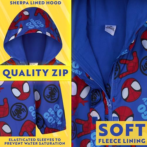 Marvel Spidey Rain Suit for Boys Toddlers Waterproof Hooded Fleece Lined Kids Rain Gear Waterproof Coveralls Gifts for Kids4