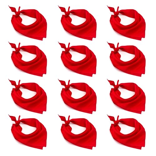 HOME UNIVERSAL® Lote 12 Pañuelos Rojos | Pañuelos Rojos San Fermín | Fiestas del Toro | Lote Grande 12 Unidades | 50 * 50CM