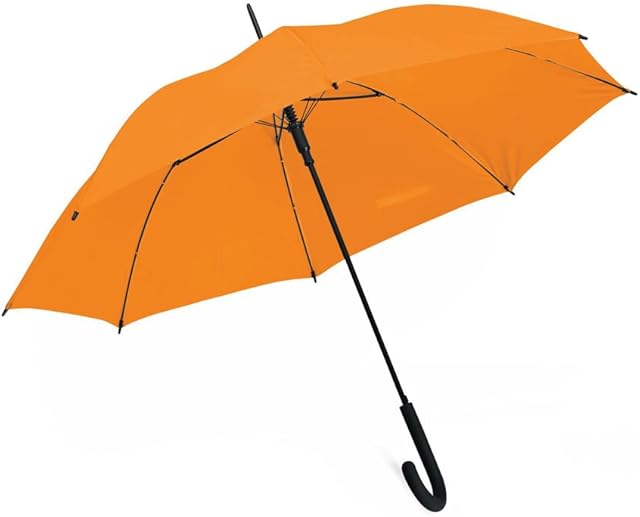 eBuyGB Automatic Windproof with Black Rubber Crook Handle Walking Rain Stick Umbrella, Orange, 40"