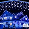 Lomotech Christmas Icicle Lights - 32Ft 8 Modes Waterproof Christmas Lights Connectable with Timer for Holiday, Wedding Party, Eaves, Christmas Decorations (Blue)