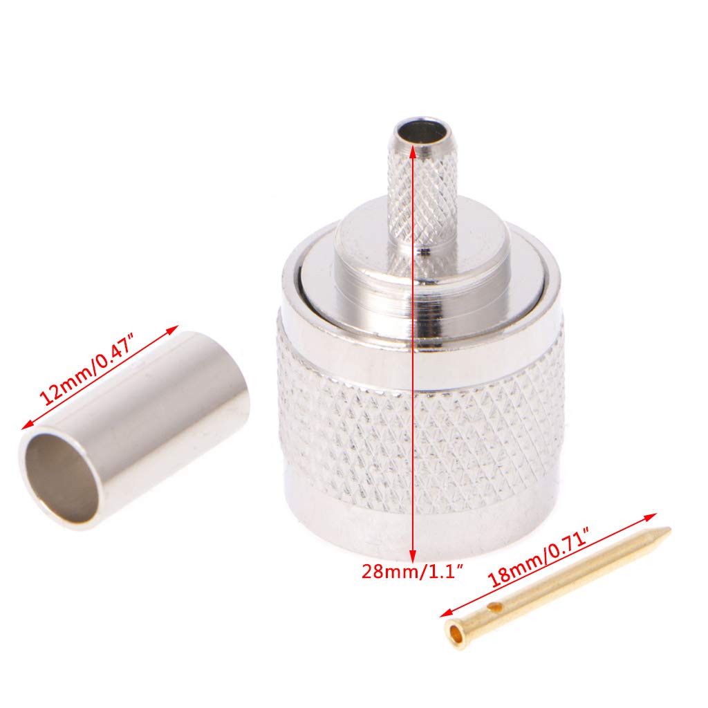 N Spina Maschio Crimpare RG58 RG142 LMR195 RG400 Cavo coassiale Connettore Dritto 10Pcs