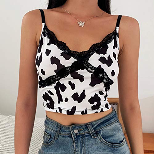 SOIMISS Mulheres V Pescoço Rendas Colete Vaca Padrão Top Colheita Alcinhas Crochê Patchwork Tanque C