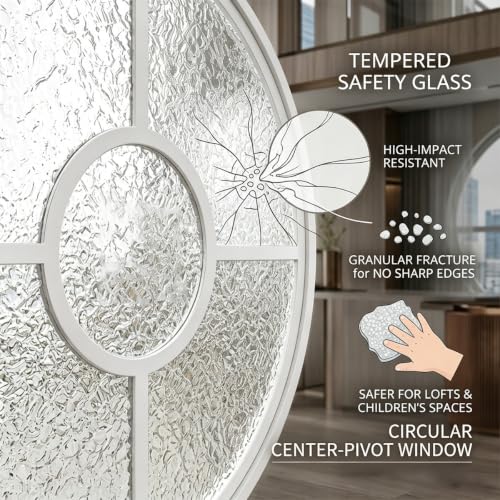 Ventana circular aluminio con rotación vidrio templado redondo 360° de 60cm 6
