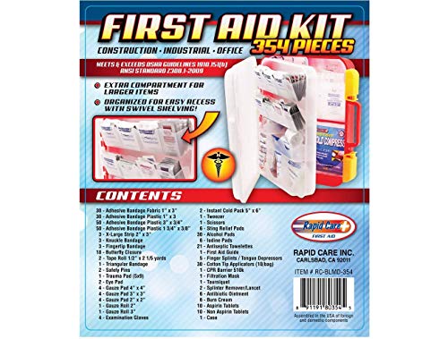 Rapid Care First Aid RC-BLMD-354 354Piece OSHA Multi Compartment Wall Mountable First Aid Kit with Easy Access Tilt Trays - Thumbnail 6