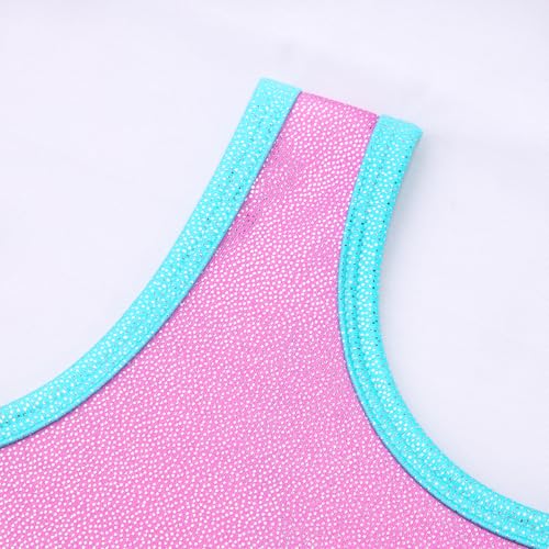 Image of HOZIY Leotards for Girls Gymnastics Kids Children Biketard Snowflake Ribbon Blue Purple Hot Pink Sparkle