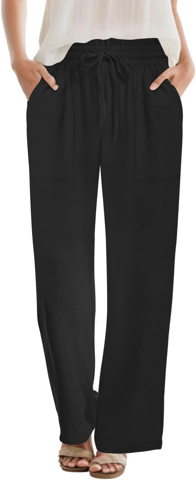 DB MOONWomens Wide Leg Pants Business Casual Outfits Loose High Waist Trouser with Pockets