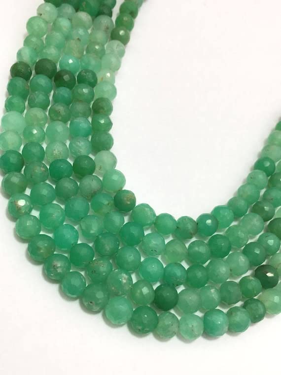 Chrysoprase Faceted Round 6mm perles vertes pour création de bijoux DIY