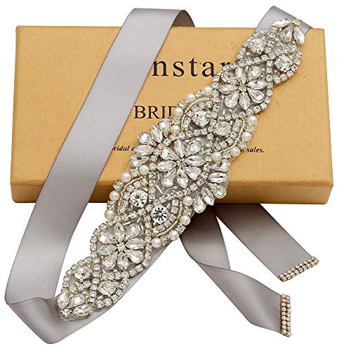 Yanstar Handmade Bridal Belt Wedding Belts Sashes Rhinestone Crystal Beads Belt For Bridal