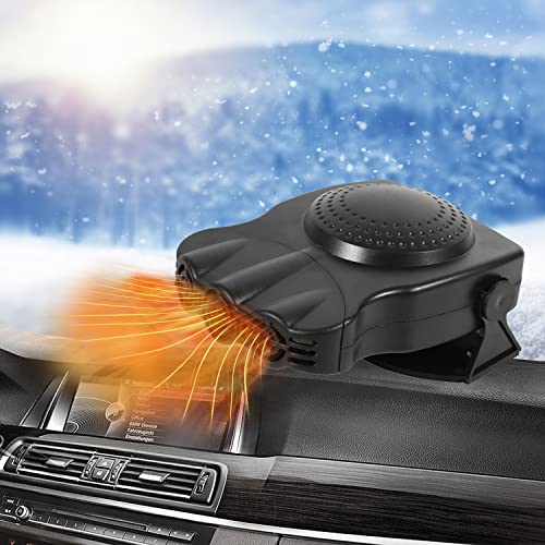 Calefactor para Coche,12V Calentador de Automóvil Portátil,Coche Calentador de Parabrisas 2 en 1,Descongelador Parabrisas Desempañador con Base de 360 ​​Grados Cover