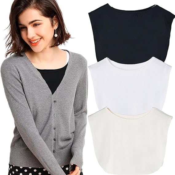 Camisole for Women,Deep Neck Cleavage Cover Cami Secret, Cotton Clip On Camisole for Women Mock Lace (Pack of 3)-picture-23