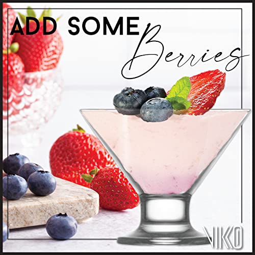 Vikko Dessert Bowls, 5.5 Ounce Ice Cream Sundae Bowls, Set Of 6 Footed Dessert Cup For Ices, Pudding, Fruit, And More, Dishwasher Safe #TOP3