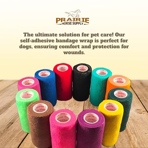 Image of Premium Bullk Self Adhesive Bandage Wrap - Non-Woven Elastic Cohesive Vet Tape for Wounds, Strains & Sprains - Athletic Tape & Self Adhering Bandage for Wounds, 6 Rolls, 4 Inch by Prairie Horse Supply