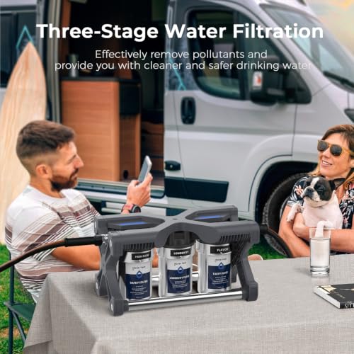 Image of GLACIER FRESH Replacement for Technology RV Water Filtration System, 0.2 Micron Camper Water Filter with Compact 5 Inch Filter, 3-Stage Premium RV Water Filtration System for RVs, Campers and Boats