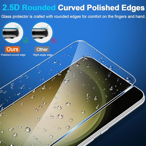 Image of firtstnow 3 Pack for Samsung Galaxy S23 FE Screen Protector Tempered Glass + 3 Pack Camera Lens Protector, Military Grade Shatterproof, 9H Hardness, Fingerprint Unlock, Case Friendly 6.4 Inch
