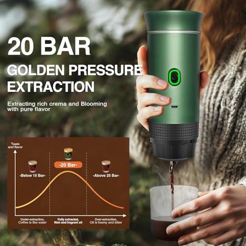 Tragbare 3-in-1-Kapselmaschine, kompatibel mit Nespresso Dolce Gusto und gemahlenem Kaffee, tragbar, mehrere Kapseln, klein, Grün – Bild 7