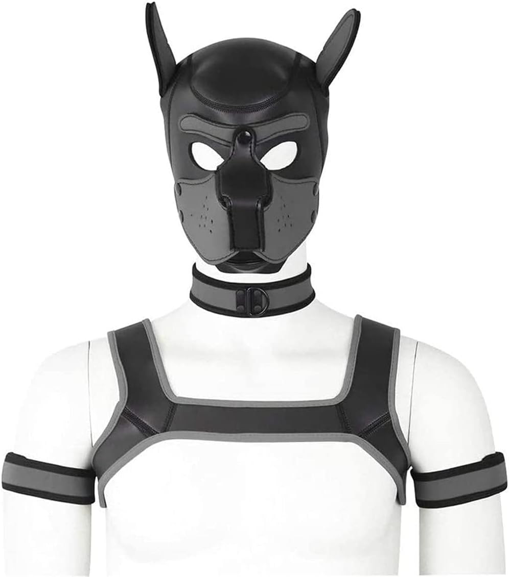 Puppy Mask Neoprene Mask Halloween Mask With Shoulder Strap&Bracelet Doggy Mask for Games