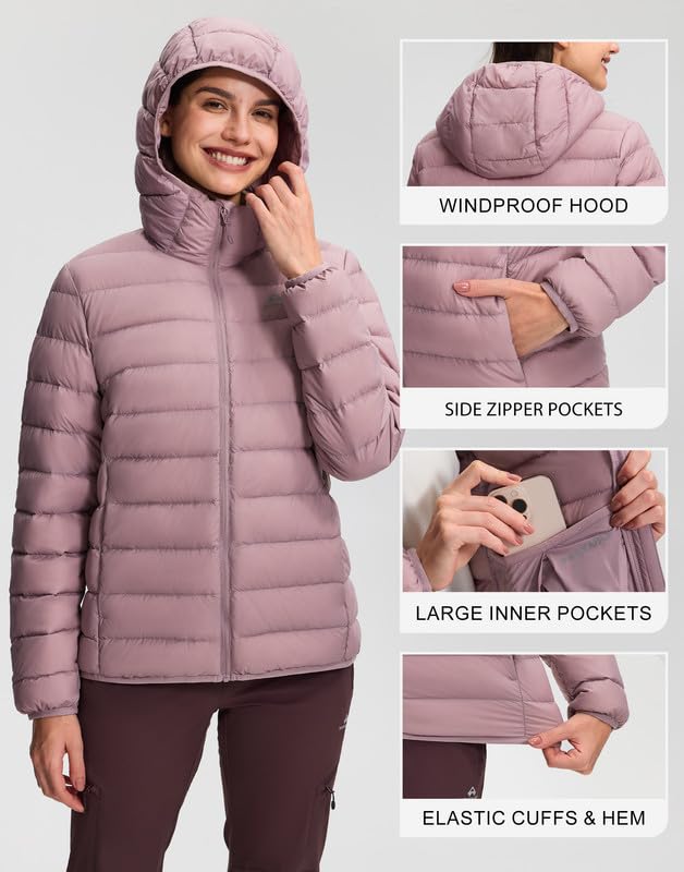 Pioneer Camp Daunenjacke Damen Leicht Packable Insulation Übergangsjacke Steppjacke mit Kapuze und Reißverschluss Taschen Winterjacke für Wandern Reisen
