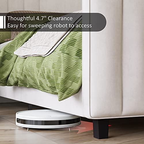 Amerlife BF-001 King Size Bed Frame, Velvet Upholstered Platform Bed thumb #5