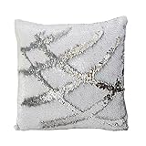 Fengheshun Reversible Sequins Pillowcase Pillow Covers 4040 cm Two Color Changing (White+Sliver), Great Gifts for Kids