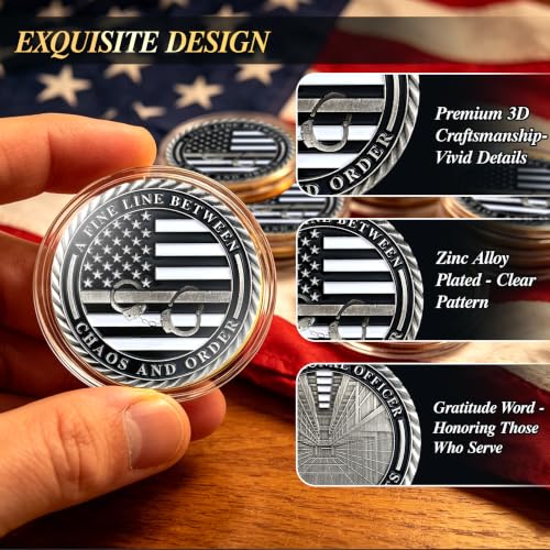 ASmileIndeep 20 Pcs Thin Gray Line Coin, Correctional Officer Silver Challenge Coins Honor Correctional Officers Gray Prison Police Coin Law Enforcement Appreciation Gifts by ASmileIndeep - Image 4