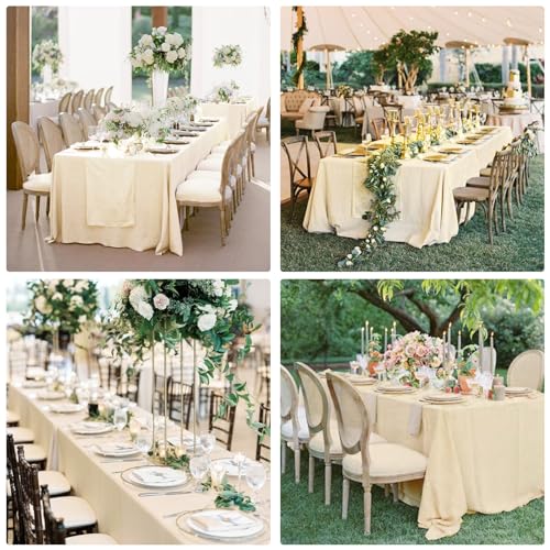 Image of 4 Pack Rectangle Tablecloth for 6 Foot Tables Washable Polyester Table Cover for Wedding Dining Table Parties Banquet(60x102 Champagne)