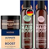 MOERIE Shampoo Set 3-teilig - Haarwachstum Shampoo, Conditioner & Haarmaske gegen Haarausfall - natürlich Haarwachstum beschleunigen - Veganes Haarwuchsmittel Frauen & Männer - Mineralien & Coffein