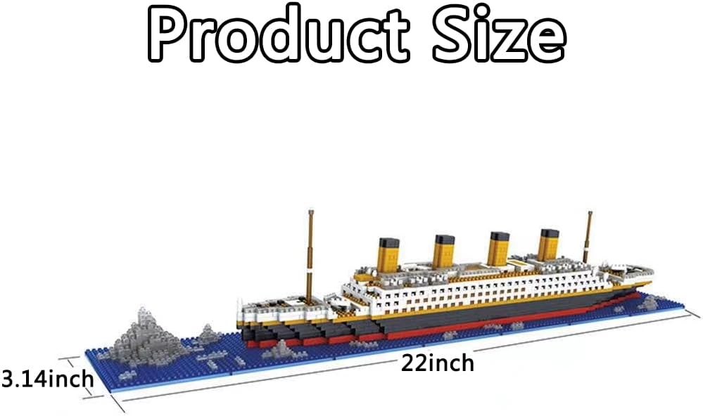 Titanic Ship Model Building Block Set, 3D Puzzle Sets DIY Educational Toys,Mini Bricks Toy Micro Blocks, Ideal Gift for Kids & Adults 1860PCS