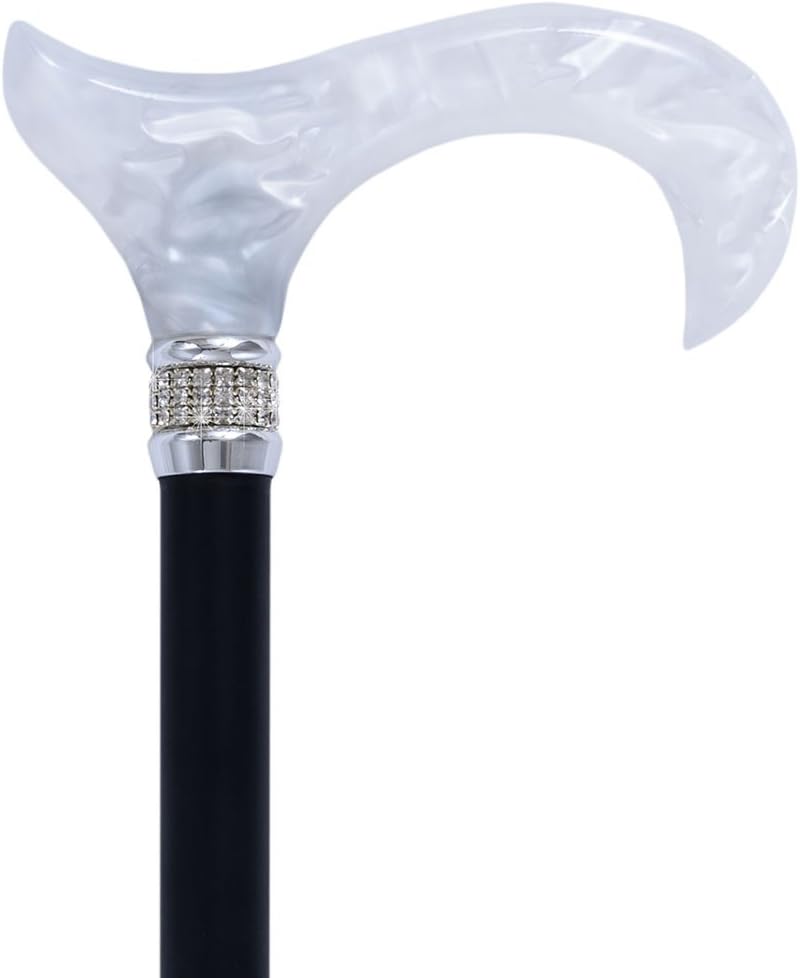 Black & White Pearlz with Rhinestone Collar and Black Adjustable Shaft : Health & Household