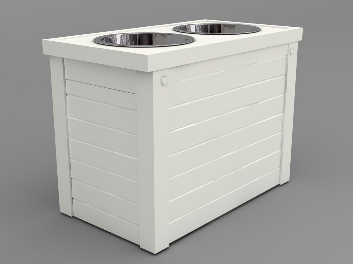 New Age Pet ecoFLEX Piedmont Pet Diner with Storage - Antique White, Large (EHHF304XL)