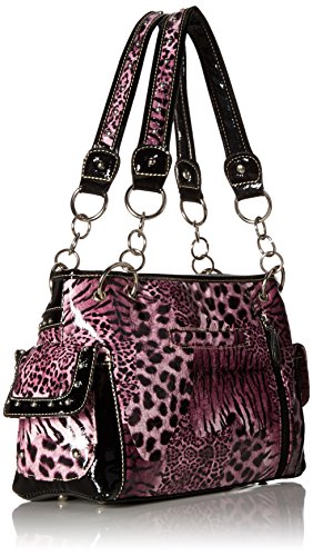 Western Cross Leopard Handbag Rhinestone Pocket Purse With Matching Wallet (PINK)2