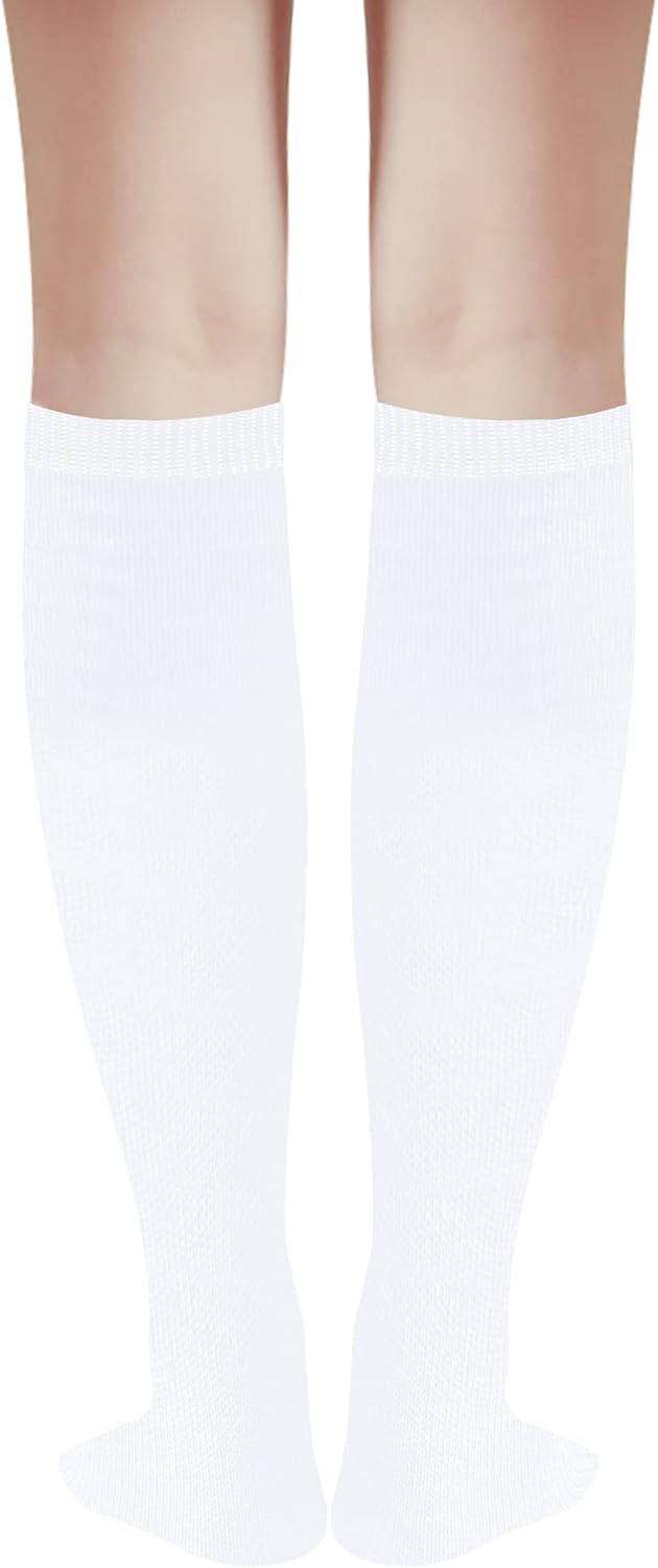 DOOVID Casual Knee High Socks for Women Tube Socks Elasticity Athletic Socks Thin Stripe Knee High Stockings