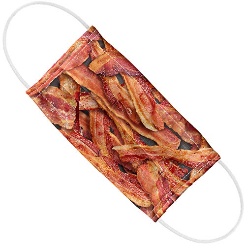 Popfunk Bacon Collage 1-Ply Reusable Face Mask Covering with Adjustable Nose Wire, Unisex