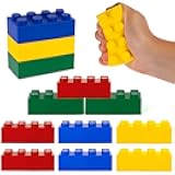 ArtCreativity Building Block Stress Relief Toys for Kids, Set of 12, Stacking Construction Foam Squeeze Toys in 4 Vibrant Colors, Birthday Party Favors, Goodie Bag Fillers Office Gifts Sensory Fidget