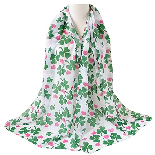 Lina & Lily Clover Shamrock Print Women's Scarf Shawl Wrap Lightweight St Patrick's Day3