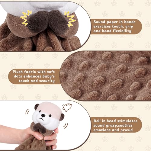 Image of Loveys for Babies, Otter Baby Security Blanket for Newborn Infant Toddler Snuggle Toy Stuffed Animal, Lovey Prayer Otter Security Blankets, Soft Baby Gifts for Boys Girls, Brown 12in