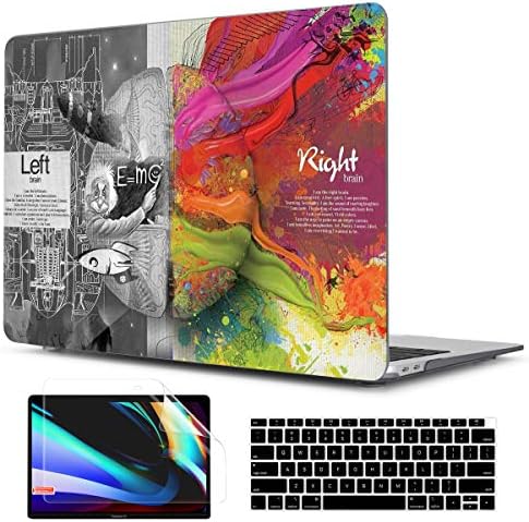 TwoL Hard Plastic Case Silicone Keyboard Skin and Screen Protector for MacBook Air 13 inch A1932 A2179 A2337 M1 Release 2018-2021 with Retina Display/Touch ID, Creative Brain