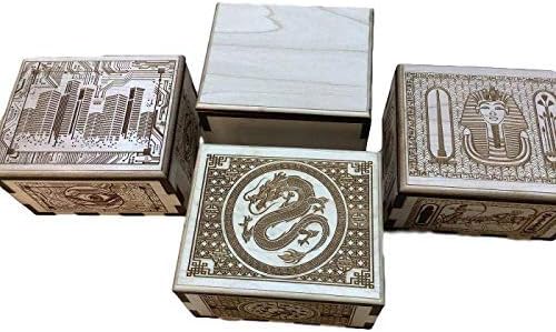 Miniatura 4 de Caja de rompecabezas de madera de huracán, con ilustraciones de dragón grabadas con láser