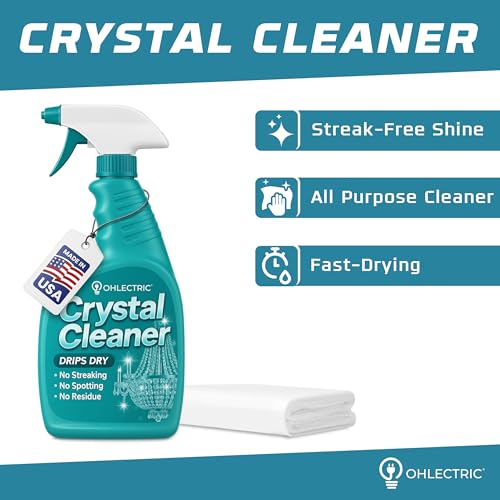 Crystal Chandelier Cleaner Spray Kit & Plastic Drop Cloth for Protection (32 oz) Drips Dry - No Spotting No Residue No Streaking Crystal Glass Spray Antique Chandeliers, All-Purpose Spray Cleaning Kit - Thumbnail 2