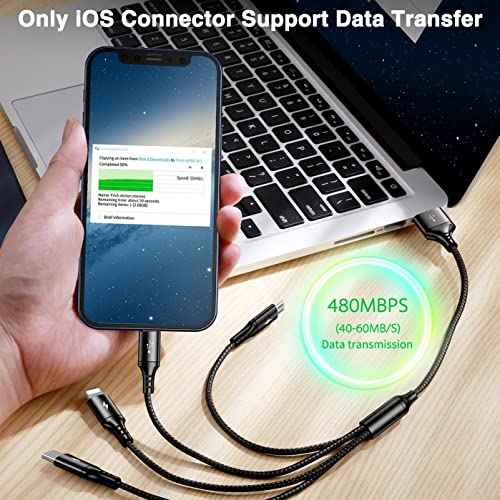 Uzahsk Multi Charger Cable 1Ft 2Pack Multi Charging Cable Nylon Braided Multi Fast Charging Cord 4 In 1 Usb Cable With Ip/Type C/Micro Usb Ports For Cell Phones/Ip/Samsung Galaxy/Lg/Tablets And More. #TOP1